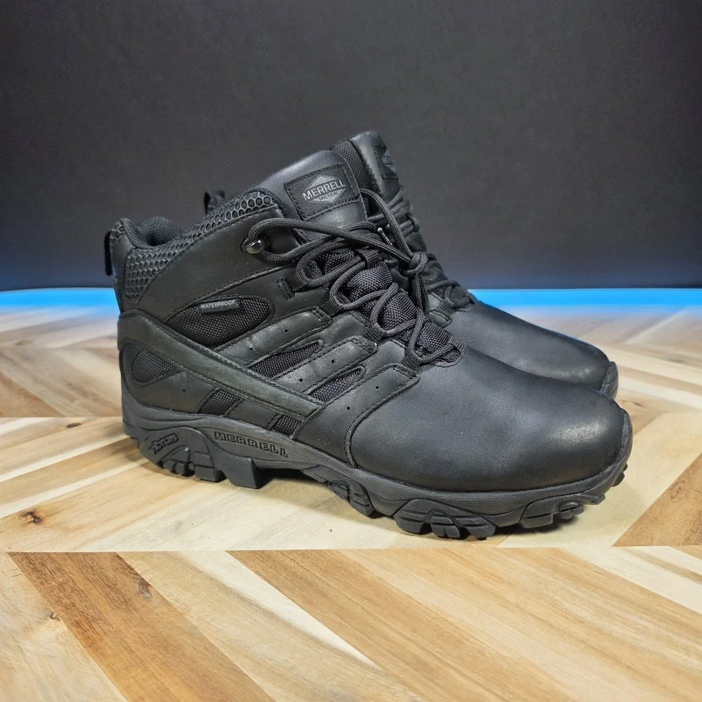 Merrell Tactical Waterproof Boots Men 11 W J45333 Black Leather Vibram Combat